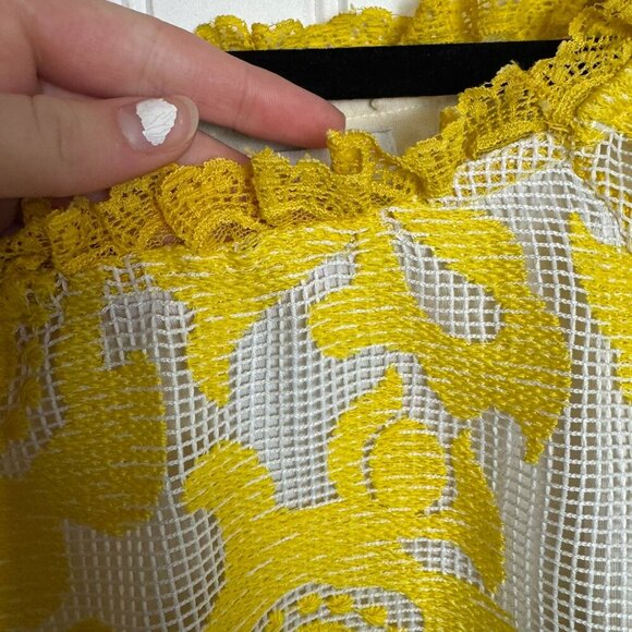 Charter Club yellow lace overlay off shoulder blouse size small I3 - Picture 7 of 9